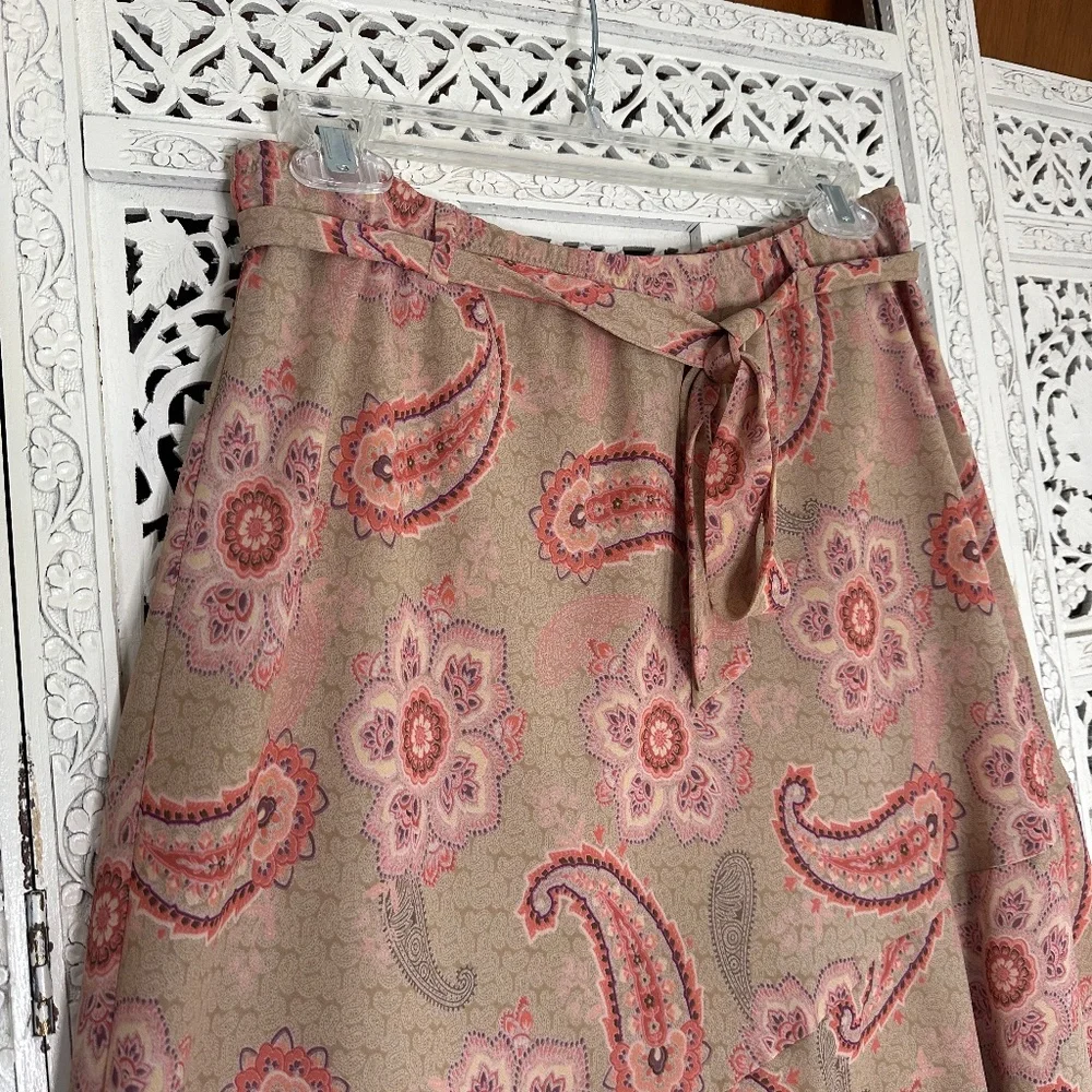 Norton McNaughton Beige And Pink Boho Fairy Y2K Style Midi Skirt Sz‎ Medium